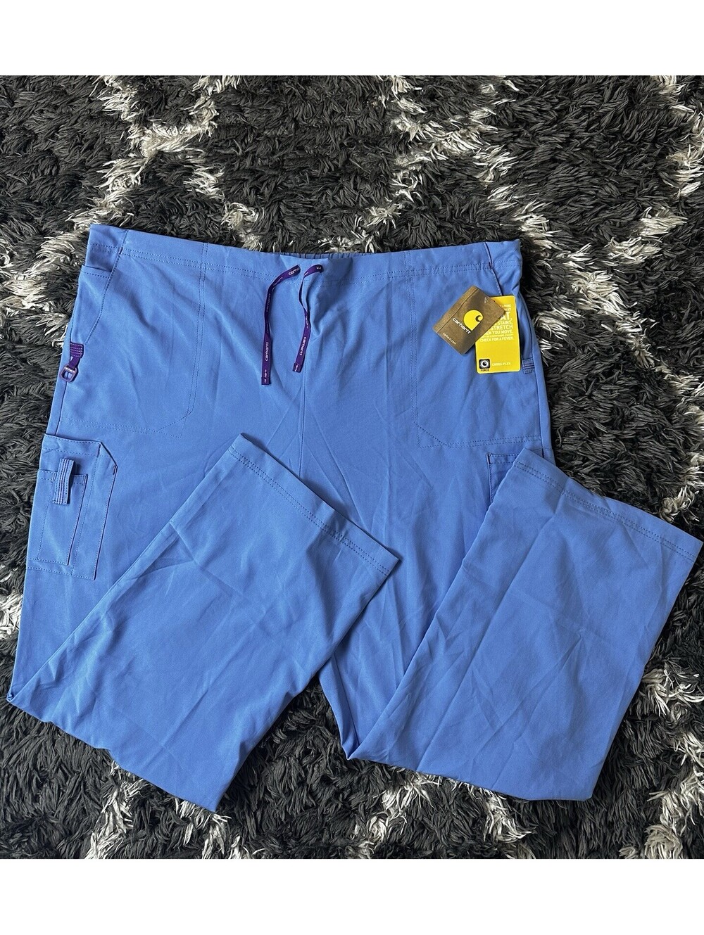 NWT Carhartt Mens 3XL Regular Blue Cargo Scrub Pants Stretch Workwear